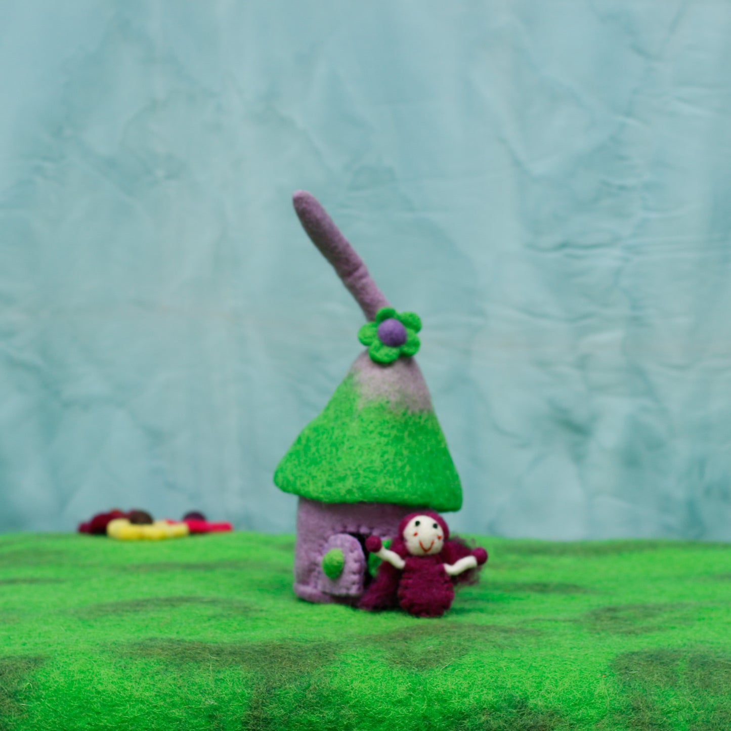 Felt Tiny Purple Home with Fairy