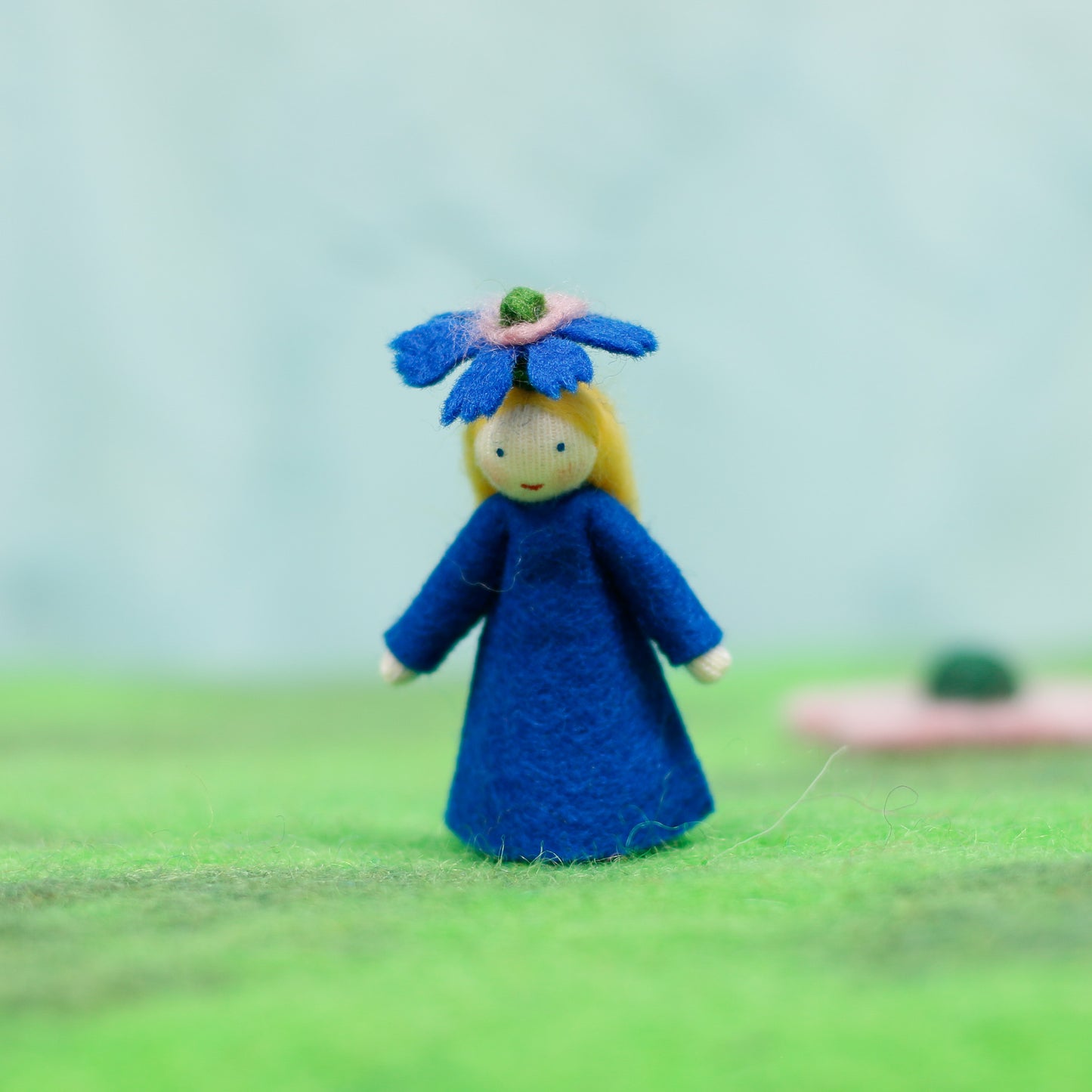 Felt Cornflower Head Fairy