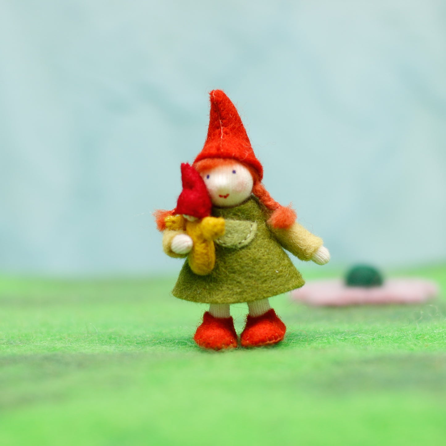 Felt Red Girl with Baby