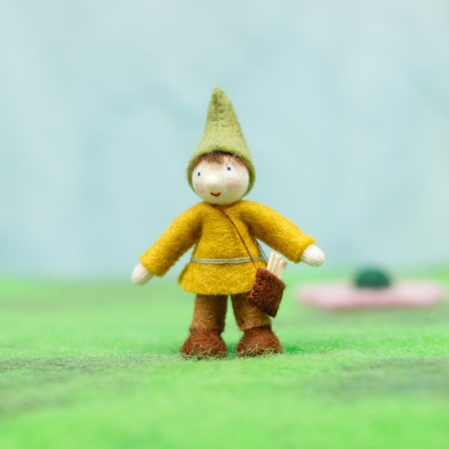 Felt Green Boy Gnome with Sticks