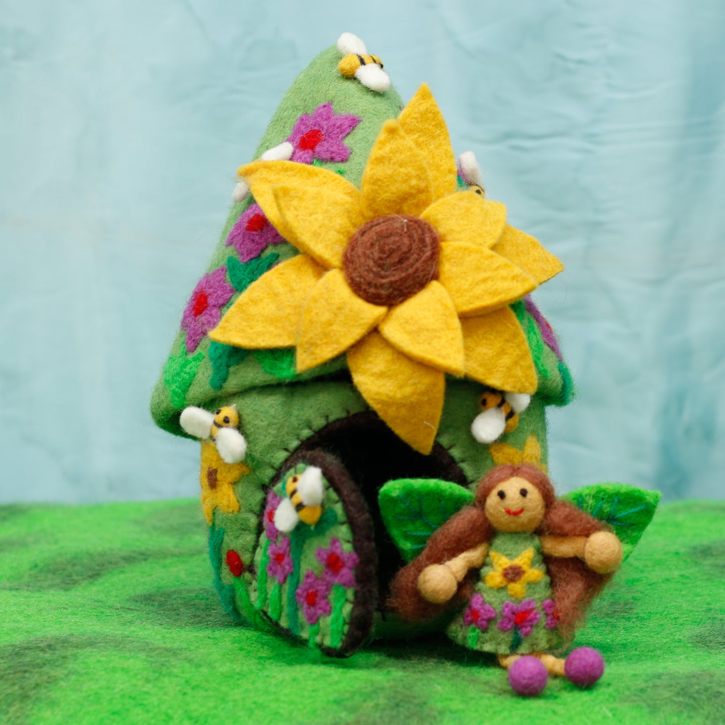 Felt Sunflower Home with Fairy
