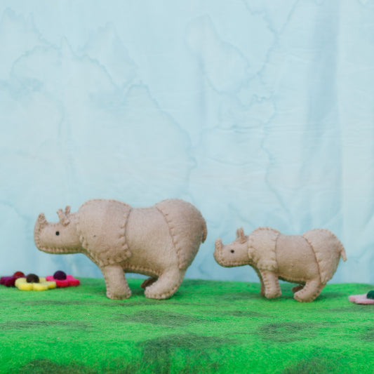 Felt Rhinoceros Mama & Baby