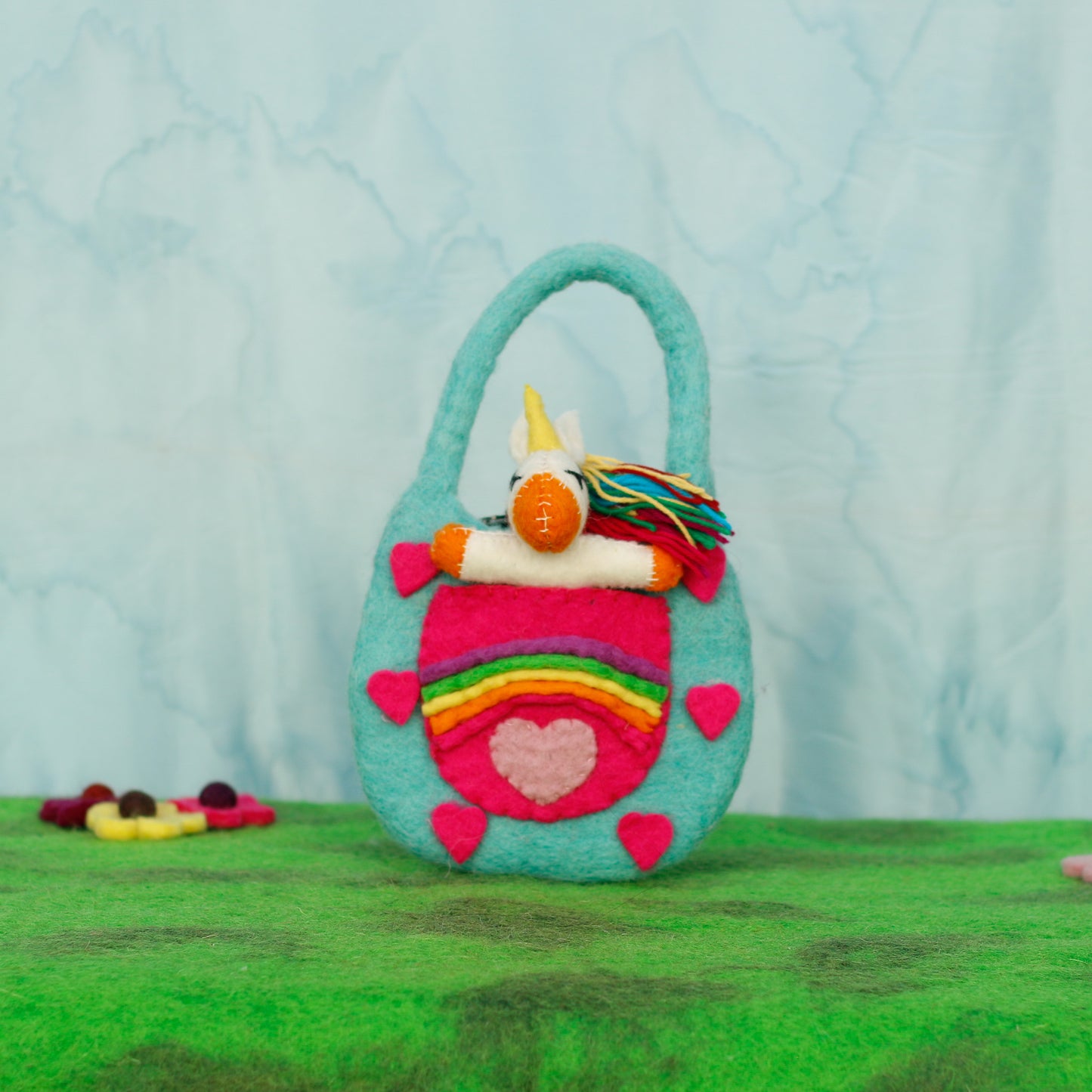 Felt Fairy Bag with Magical Unicorn Finger Puppet