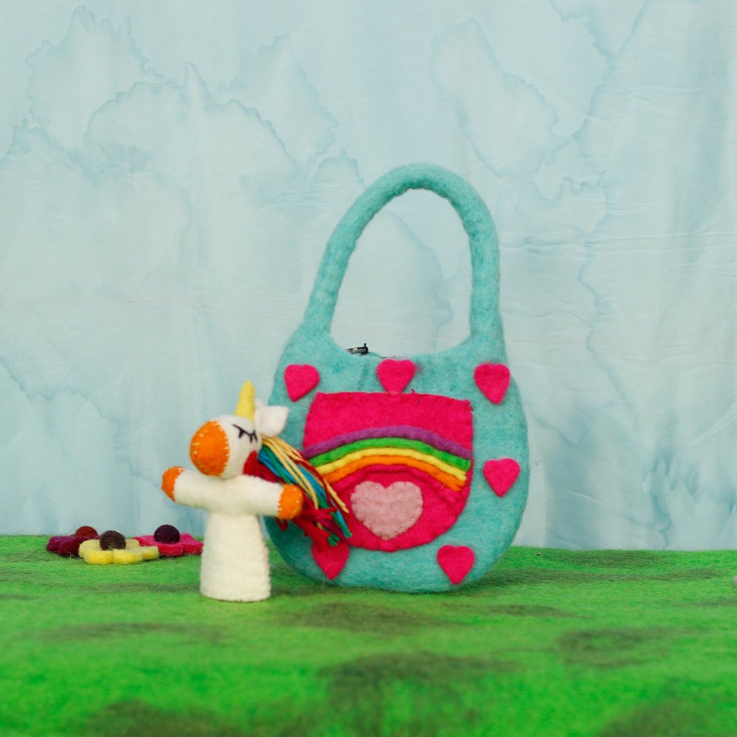 Felt Fairy Bag with Magical Unicorn Finger Puppet