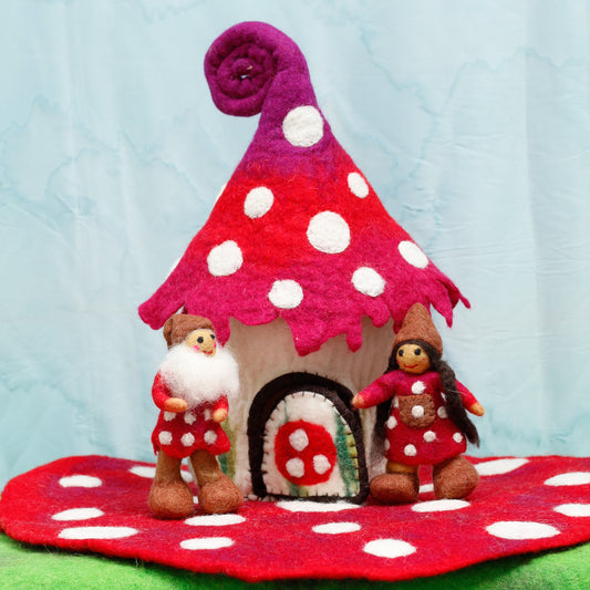 Felt Toadstool Home with Mat & Resident Fairy