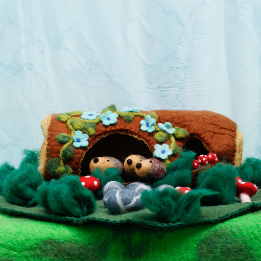 Felt Magical Hollow with Resident Hedgehog Family