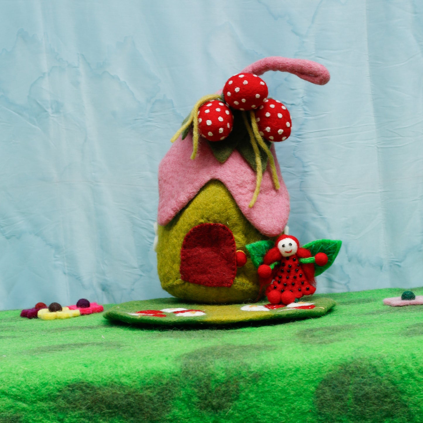 Felt Strawberry Home with Mat & Fairy