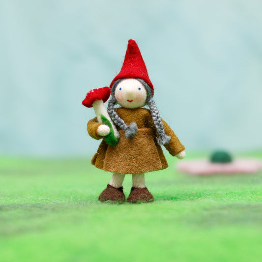 Felt Red Girl with Toadstool