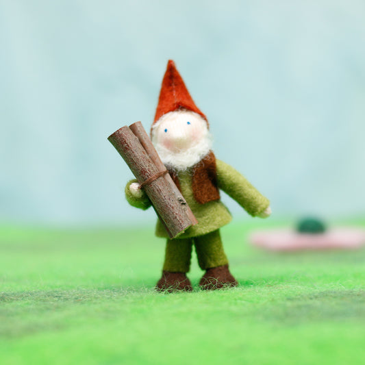 Felt Grandfather Gnome with Log