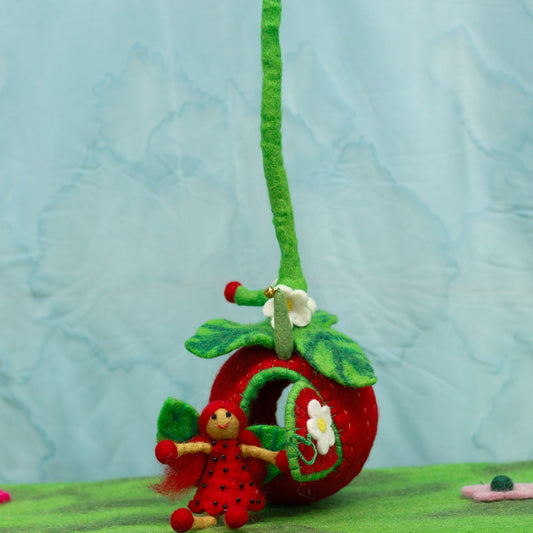 Felt Strawberry Pod with Fairy