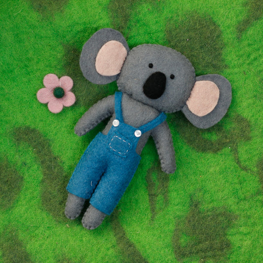 Felt Koala in Overalls