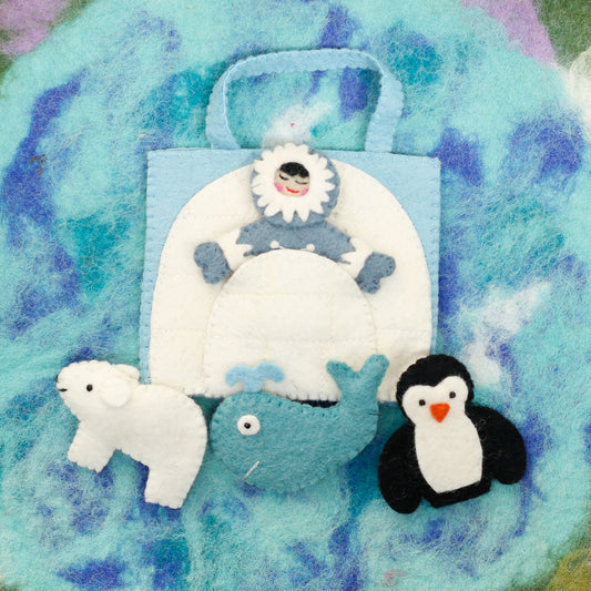 Felt Arctic Finger Puppet Play Bag