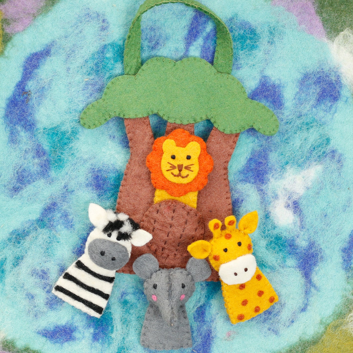 Felt African Finger Puppet Play Bag