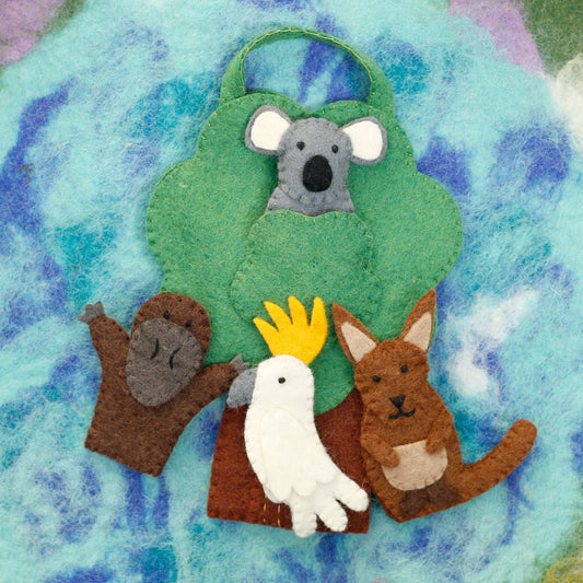 Felt Australian Animal Finger Puppet Play Bag